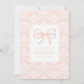 Invitation Cute rose damassé arc bébé fille douche (Dos)