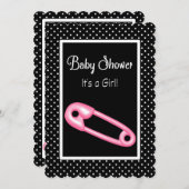 Invitation Cute rose et noir Baby shower à couches (Devant / Derrière)