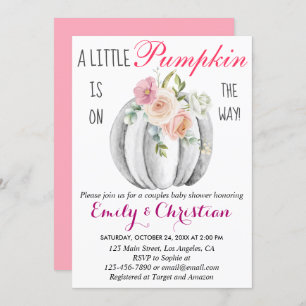 Invitation Cute Rose Floral Petit Citrouille Couple Baby show