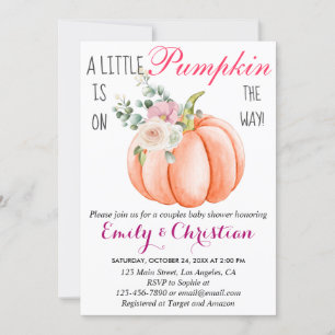 Invitation Cute Rose Floral Petit Citrouille Couple Baby show