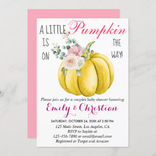 Invitation Cute Rose Floral Petit Citrouille Couple Baby show