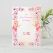Invitation Cute rose Floral Thème Jumeaux Anniversaire (Debout devant)