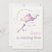 Invitation Cute Rose Flying Kite Sky Nuds Photo Anniversaire (Devant)