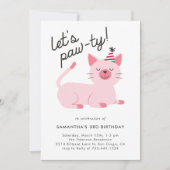 Invitation Cute rose Kitty Chat Anniversaire (Devant)