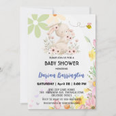Invitation Cute rose lapin fleur de lapin Bee bébé fille douc (Devant)