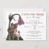 Invitation Cute Rose Ours Fée Princesse Baby shower fille (Devant)