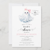 Invitation Cute Rose Petit Boo Ghost Bow Baby Girl Douche (Devant)