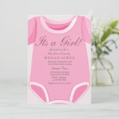 Invitation Cute Rose Romper C'est une fille baby shower invit (Debout devant)