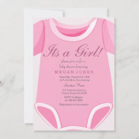 Cute Rose Romper C'est une fille baby shower invit