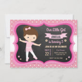 Invitation Cute Rose Tutu Ballerina Fille fête d'anniversaire (Devant)