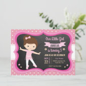 Invitation Cute Rose Tutu Ballerina Fille fête d'anniversaire (Debout devant)