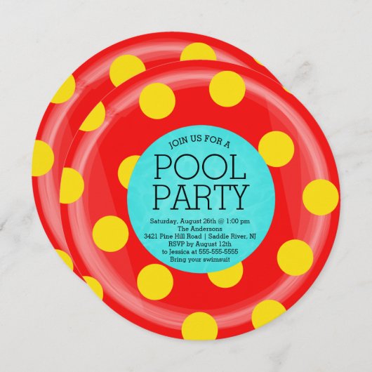 Invitation Cute rouge Tube intérieur Floatie Summer Pool Part (Devant / Derrière)