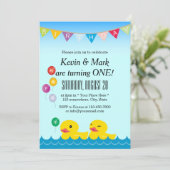 Invitation Cute Rubber Ducks Twins Anniversaire (Debout devant)