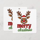 Invitation Cute Rudolph Reindeer Merry Christmas (Devant / Derrière)