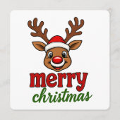 Invitation Cute Rudolph Reindeer Merry Christmas (Devant)