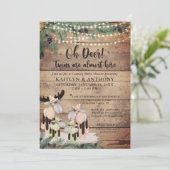 Invitation Cute Russe Winter Deer Couple Baby shower jumeaux (Debout devant)