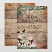 Invitation Cute Russe Winter Deer Couple Baby shower jumeaux (Devant / Derrière)