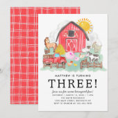 Invitation Cute Rustic Barnyard Animaux Enfants Ferme Anniver (Devant / Derrière)