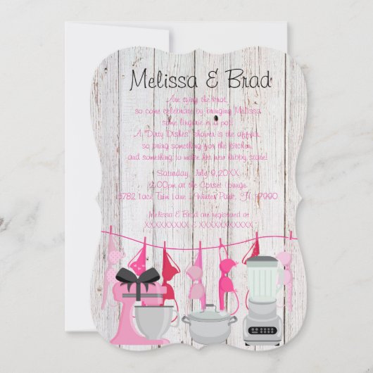 Invitation Cute Rustic Kitchen Lingerie Fête de l'mariée Invi (Devant)