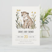 Invitation Cute Rustic Mum and Baby Tiger Foliage Baby Shower (Debout devant)