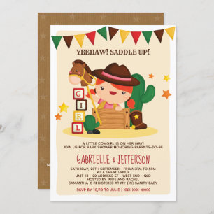 Invitation Cute Rustic Petite Cowgirl Baby shower thème