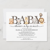 Invitation Cute Rustic Safari Animaux Baby shower Par Mail (Devant)