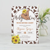 Invitation Cute rustique Pays Vache ferme Baby shower animal (Debout devant)