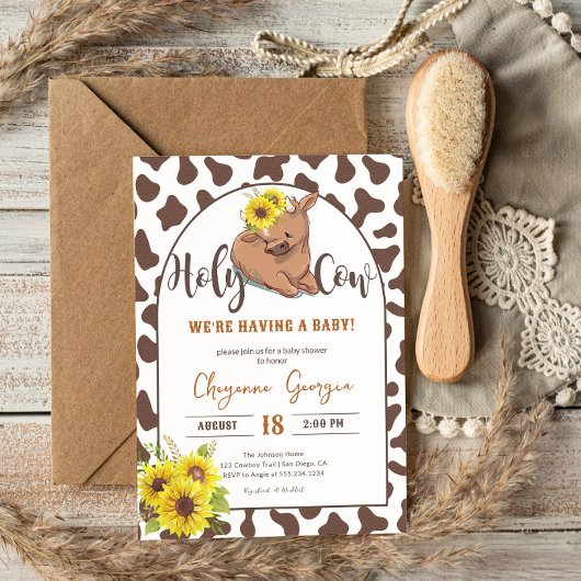 Invitation Cute rustique Pays Vache ferme Baby shower animal