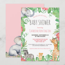 Cute Safari Animal Topique Baby shower Floral