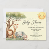 Invitation Cute safari animals gender neutral baby shower (Devant)