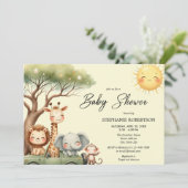 Invitation Cute safari animals gender neutral baby shower (Debout devant)