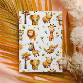 Invitation Cute Safari Animals WILD ONE ZOO 1st Birthday 