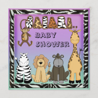 Invitation Cute Safari Animaux Baby shower neutre