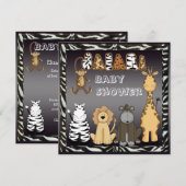 Invitation Cute Safari Animaux Baby shower neutre (Devant / Derrière)