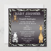 Invitation Cute Safari Animaux Baby shower neutre (Dos)