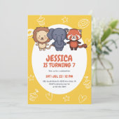 Invitation Cute Safari Animaux Jungle Anniversaire de enfant (Debout devant)