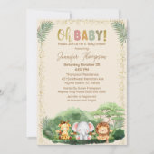 Invitation Cute Safari Animaux Nature Baby shower beige (Devant)
