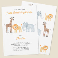 Cute Safari Animaux Première fête d'anniversaire