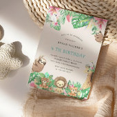 Invitation Cute Safari Animaux Virtual Birthday Party