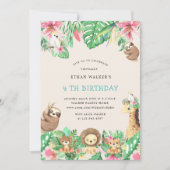 Invitation Cute Safari Animaux Virtual Birthday Party (Devant)