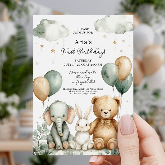 Invitation Cute Safari Baby First Birthday