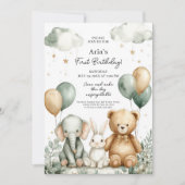 Invitation Cute Safari Baby First Birthday (Devant)