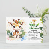Invitation Cute Safari Baby Giraffe Baby shower (Debout devant)