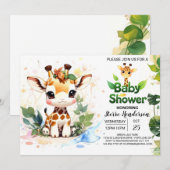 Invitation Cute Safari Baby Giraffe Baby shower (Devant / Derrière)