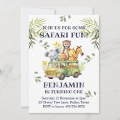 Invitation Cute Safari Jungle 1er Anniversaire (Devant)