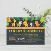Invitation Cute Safari Jungle Animals Baby shower (Debout devant)