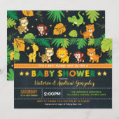 Invitation Cute Safari Jungle Animals Baby shower (Devant / Derrière)