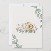 Invitation Cute Safari Jungle Animals Eucalyptus Leaves (Dos)
