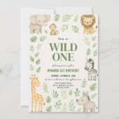 Invitation Cute Safari Jungle Animaux Anniversaire (Devant)