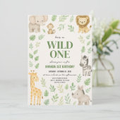 Invitation Cute Safari Jungle Animaux Anniversaire (Debout devant)